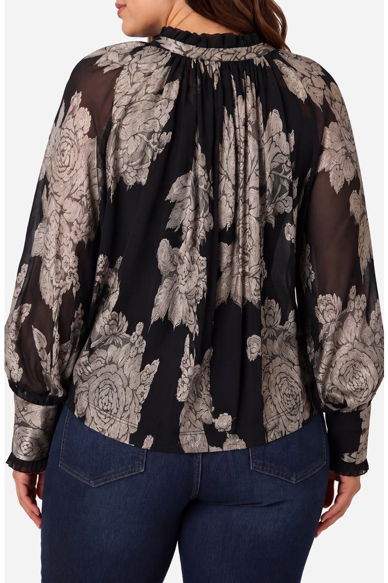Floral Print Jacquard Chiffon Top, Alternate, color, BLACK MULTI
