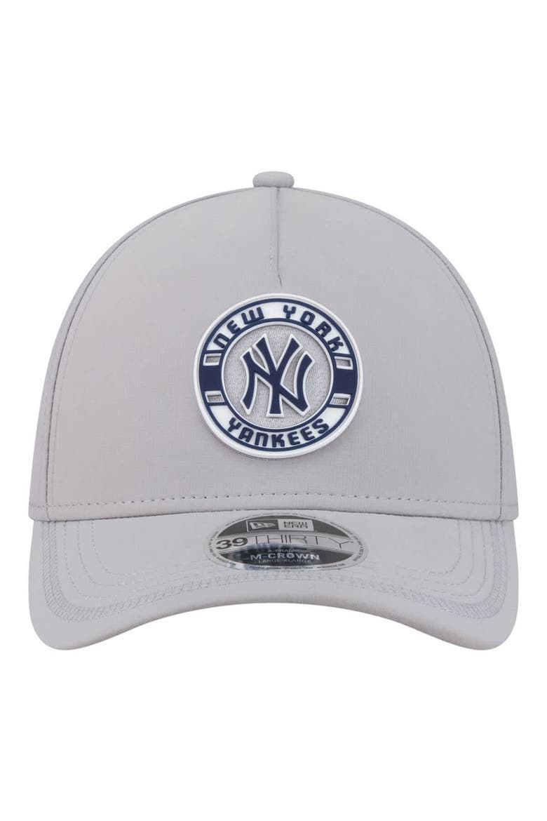 Men's New Era Gray New York Yankees Patch 39THIRTY A-Frame M-Crown Perforated Flex Hat, Alternate, color, Gray