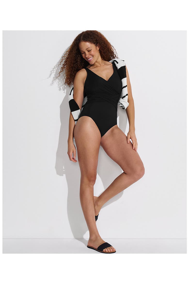 New SlenderSuit Wrap One Piece Swimsuit, Alternate, color, Black