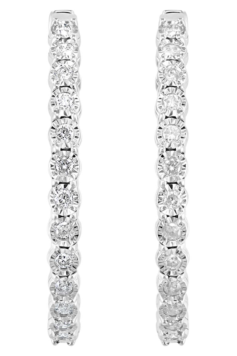 Sterling Silver Diamond Hoop Earrings, Alternate, color, SILVER