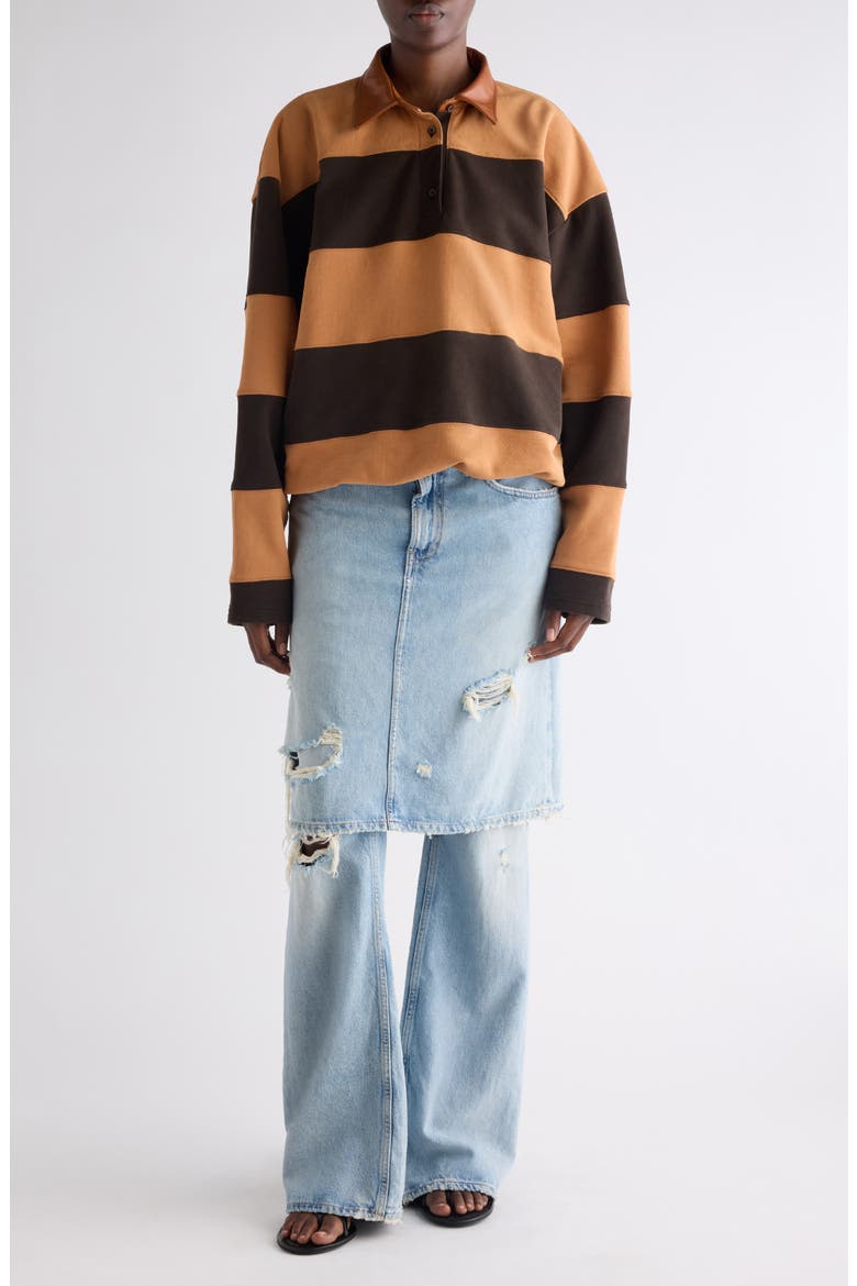 Ripped Skirted Wide Leg Jeans, Alternate, color, LIGHT BLUE