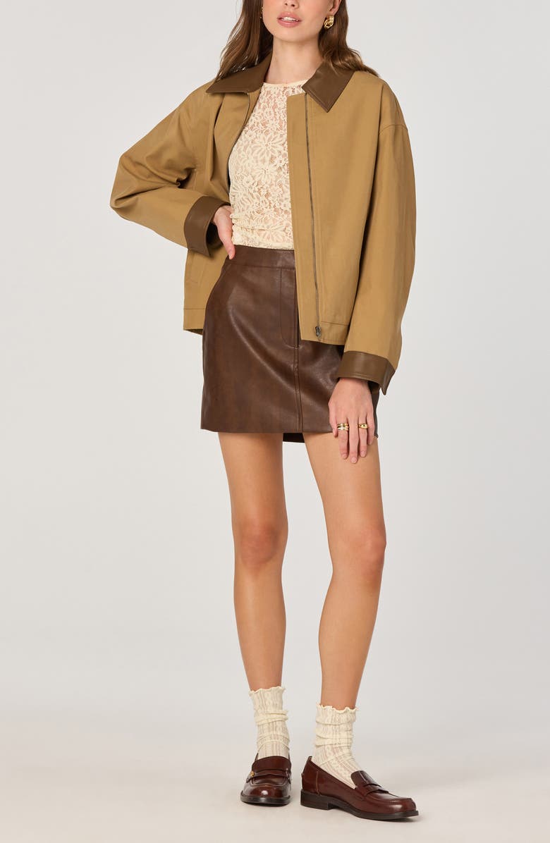 ASTR the Label Contrast Collar Jacket, Alternate, color, Camel
