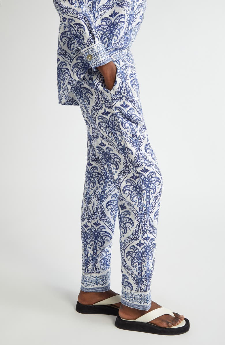 Tropical Print Linen Blend Pants