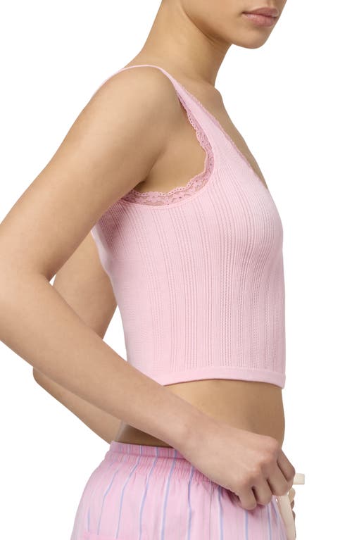 Florence By Mills Lace Trim Crop Tank In Candy Pink