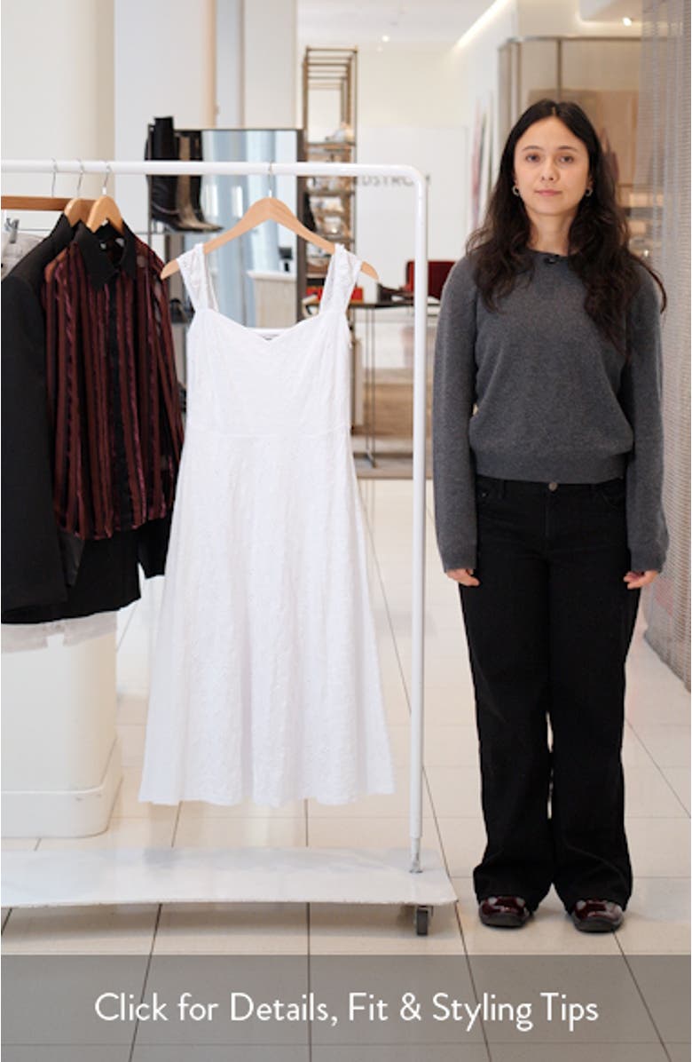 Sleeveless Embroidered Eyelet Cotton Midi Dress, sales video thumbnail