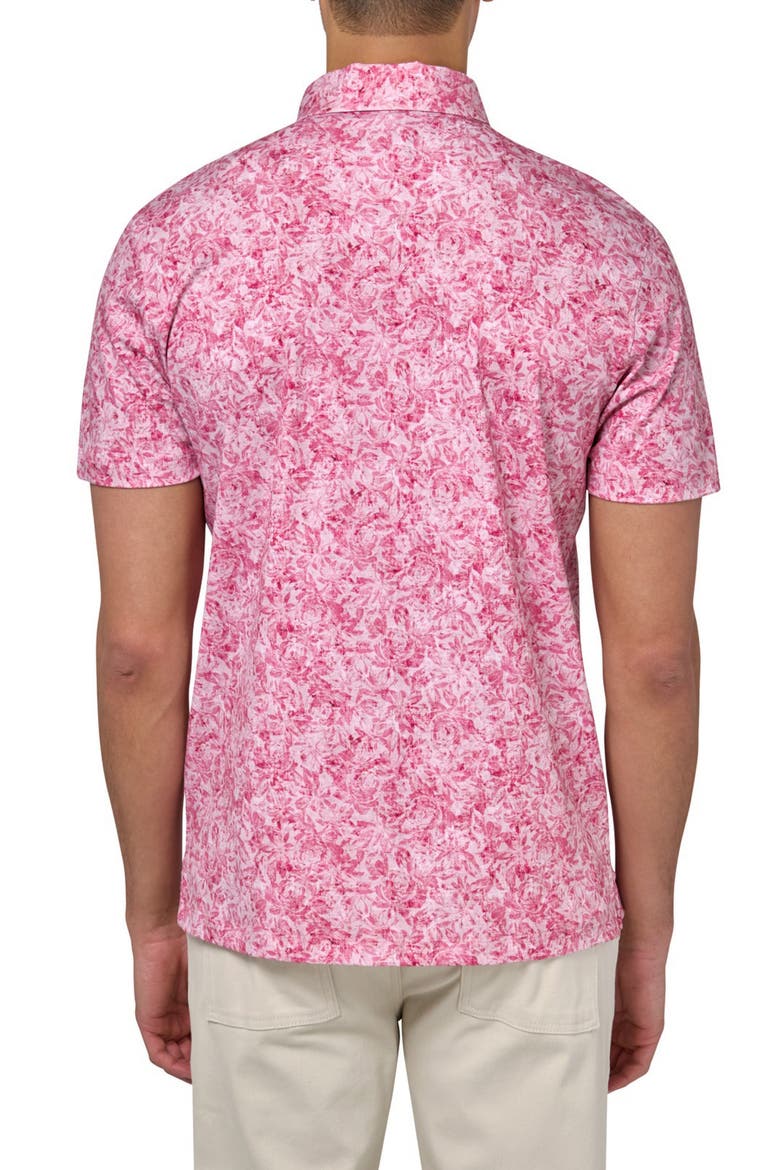 Slim Fit Abstract Floral Short Sleeve Polo, Alternate, color, TERRACOTTA