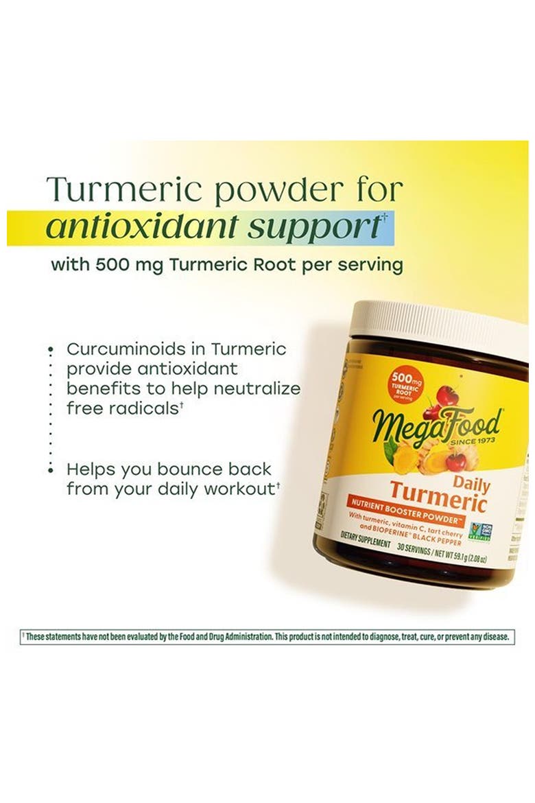 Daily Turmeric Nutrient Booster Powder with Black Pepper Extract, Vitamin C, Tart Cherry, Vegan, 2.08 Oz, Alternate, color, None