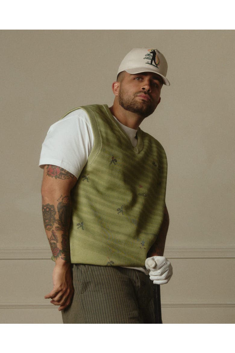 Golf Players Knit Vest, Alternate, color, Mossy Green