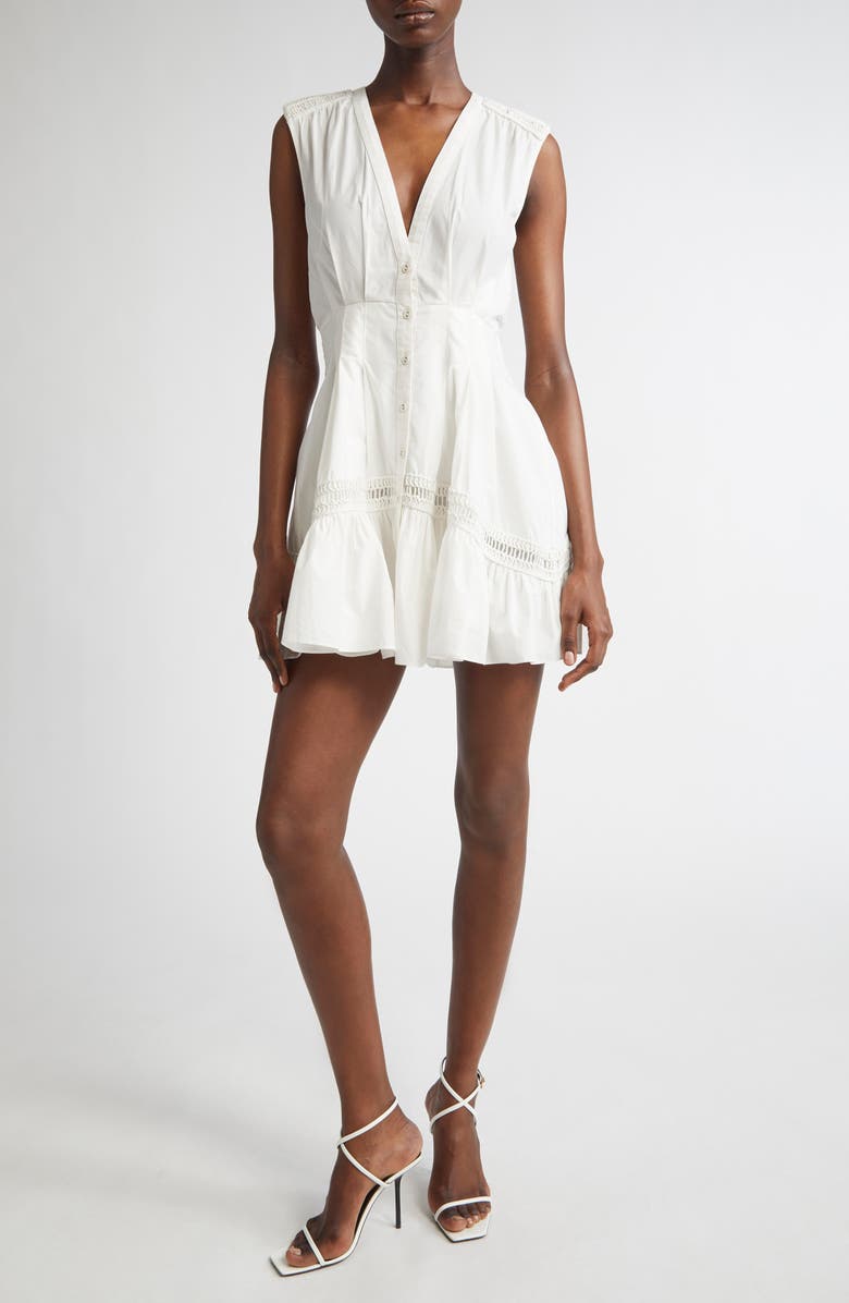 Ramy Brook Eloisa Crochet Detail Sleeveless Cotton Minidress, Main, color, White
