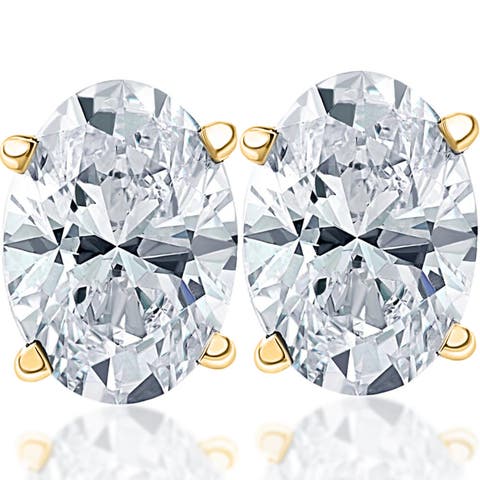 2 Ct Lab Grown Oval Shape Diamond Studs 14k Gold Earrings
