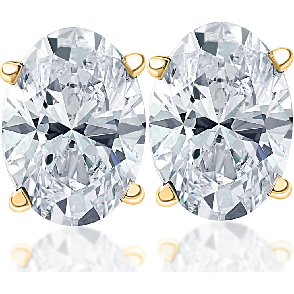 Bliss Diamond 2 Ct Lab Grown Oval Shape Diamond Studs 14k Gold Earrings In Metallic