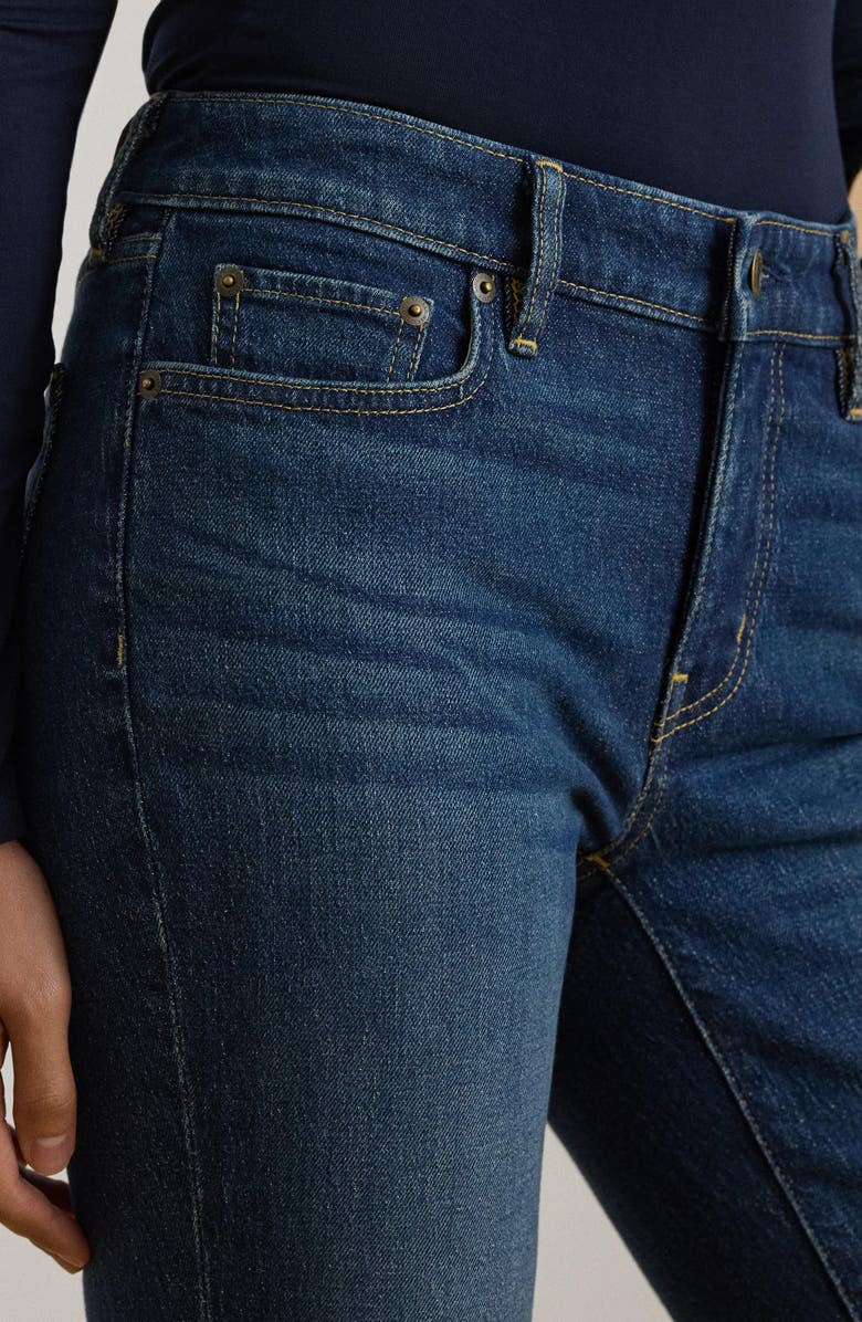 Lauren Ralph Lauren Mid Rise Ankle Straight Leg Jeans, Alternate, color, Marina Wash Blue