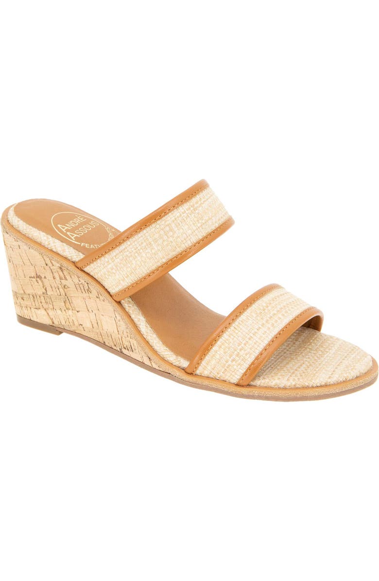 André Assous Briella Wedge Sandal, Main, color, Natural/ Pecan