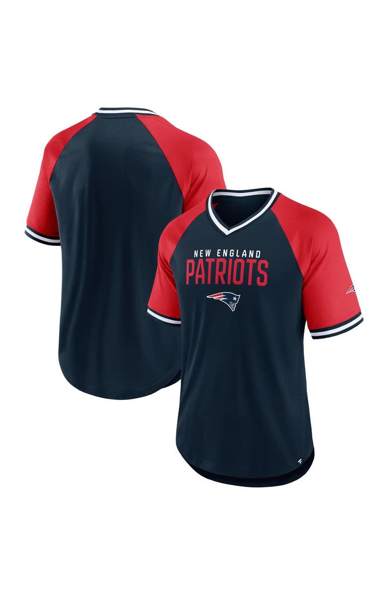 FANATICS Men's Fanatics Navy/Red New England Patriots Hashmark Raglan T-Shirt, Main, color, Navy