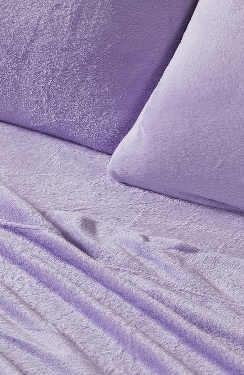 Woven & Weft Solid Plush Velour Sheet Set In Purple