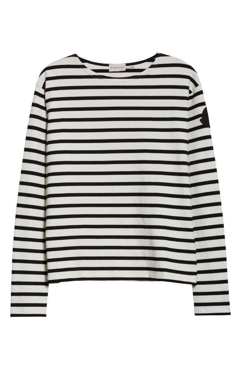 Moncler Logo Patch Stripe Cotton Tee, Alternate, color, 