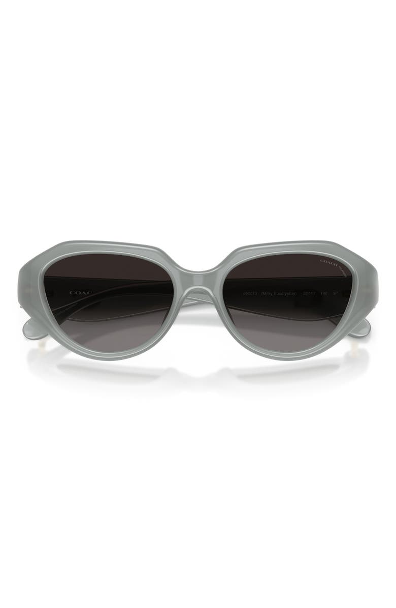 COACH 52mm Gradient Polarized Irregular Sunglasses, Alternate, color, Milky Eucalyptus / Grey