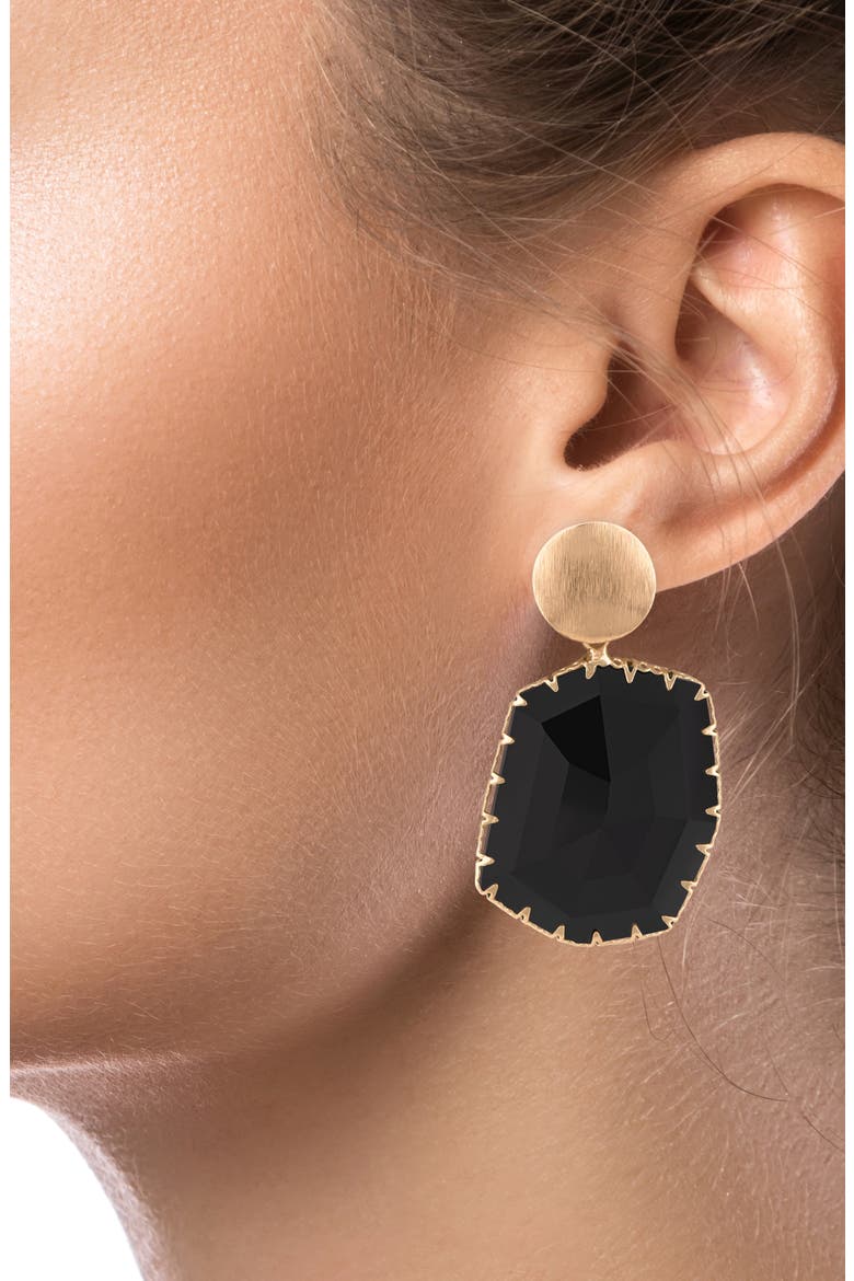 Crystal Drop Earrings (Nordstrom Exclusive), Alternate, color, BLACK/ GOLD