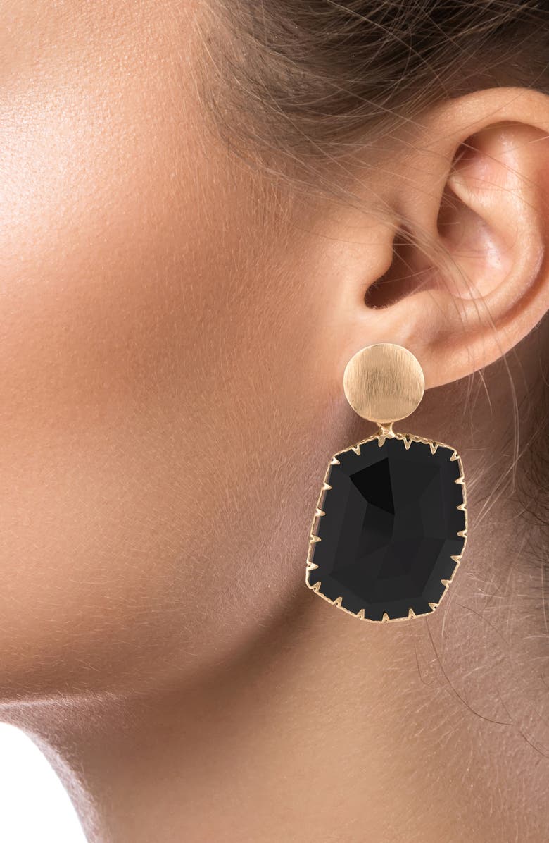 JARDIN Crystal Drop Earrings, Alternate, color, Black/ Gold