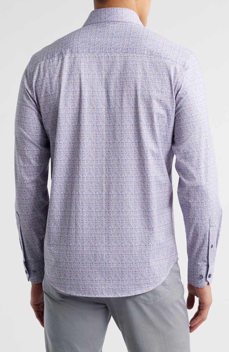 Bugatchi Jimmy OoohCotton<sup>®</sup> Abstract & Check Print Button-Up Shirt, Alternate, color, Dusty Pink