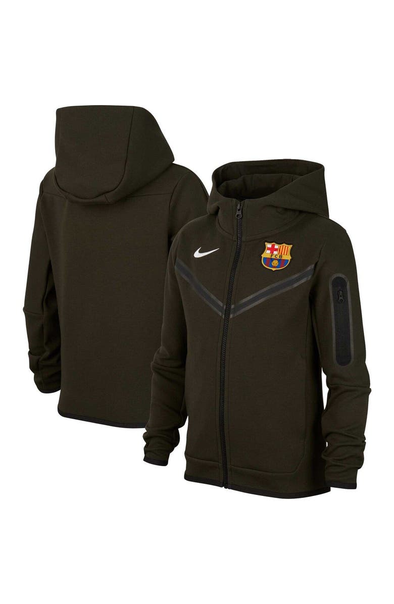 Nike Youth Nike Olive Barcelona Tech Fleece Full-Zip Hoodie, Alternate, color, 