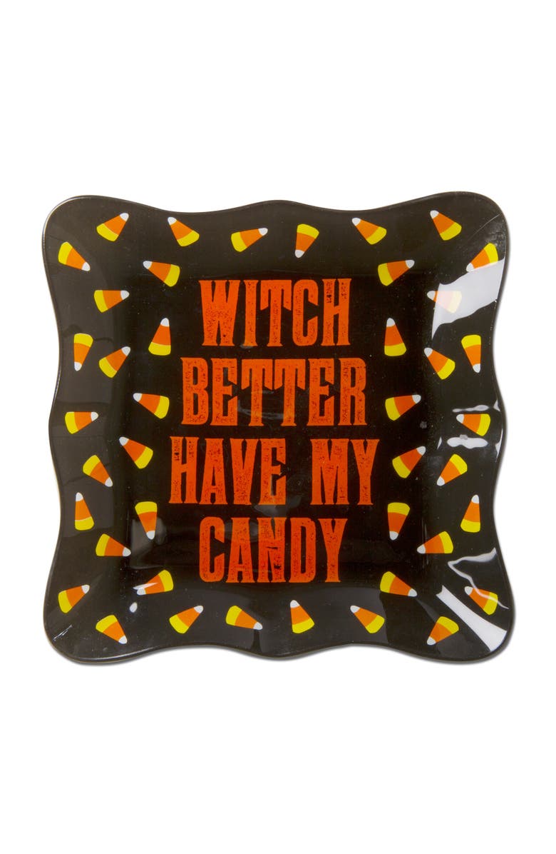 tag Witch Bter Candy Glass Serving Platter Halloween Decor, Main, color, Orange