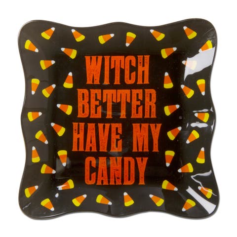Witch Bter Candy Glass Serving Platter Halloween Decor