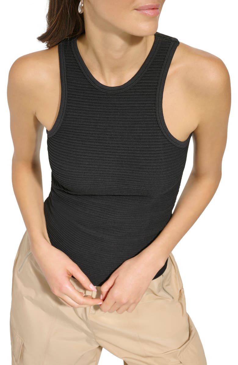 DKNY Seamless Rib Tank, Alternate, color, Black