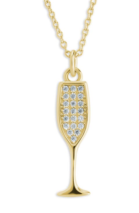 Pavé Cubic Zircoia Champagne Flute Pendant Necklace