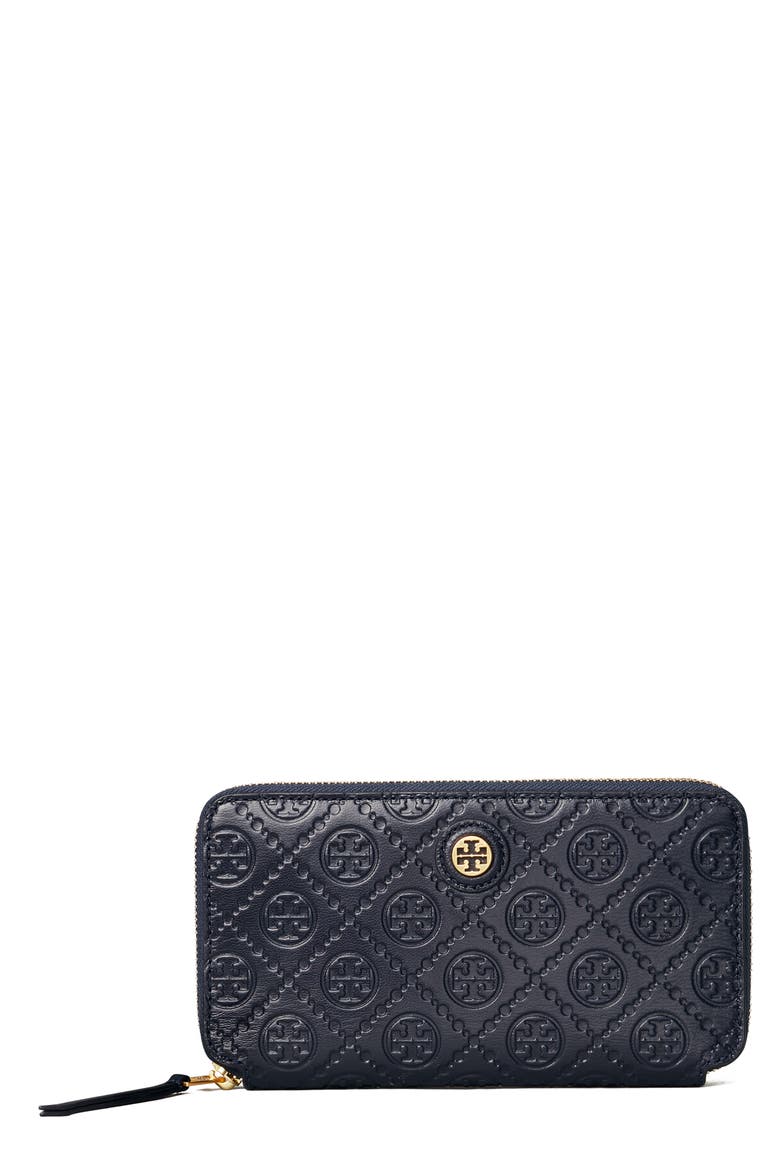 T Monogram Leather Continental Wallet, Main, color, MIDNIGHT