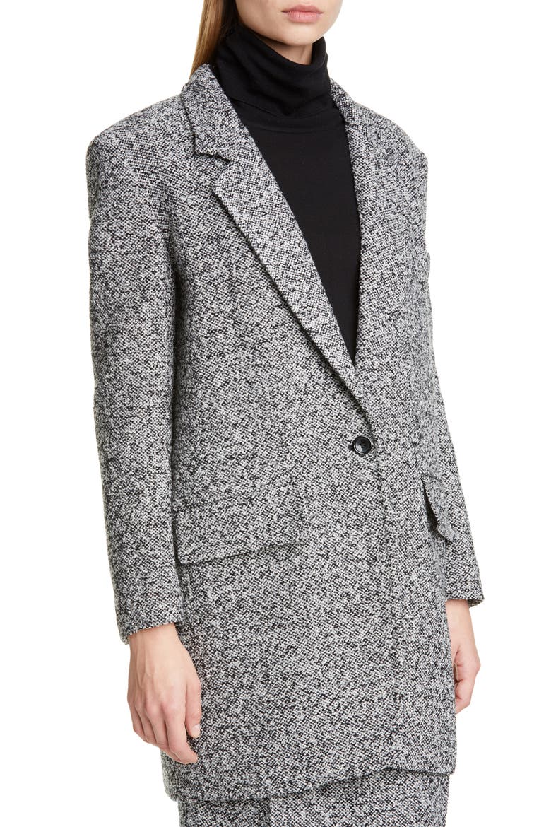 Matassa Wool Blend Tweed Coat, Alternate, color, BLACK