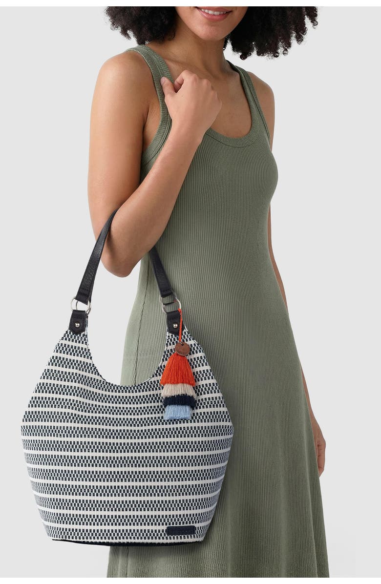 The Sak Roma Expandable Shopper, Alternate, color, Black & White Woven