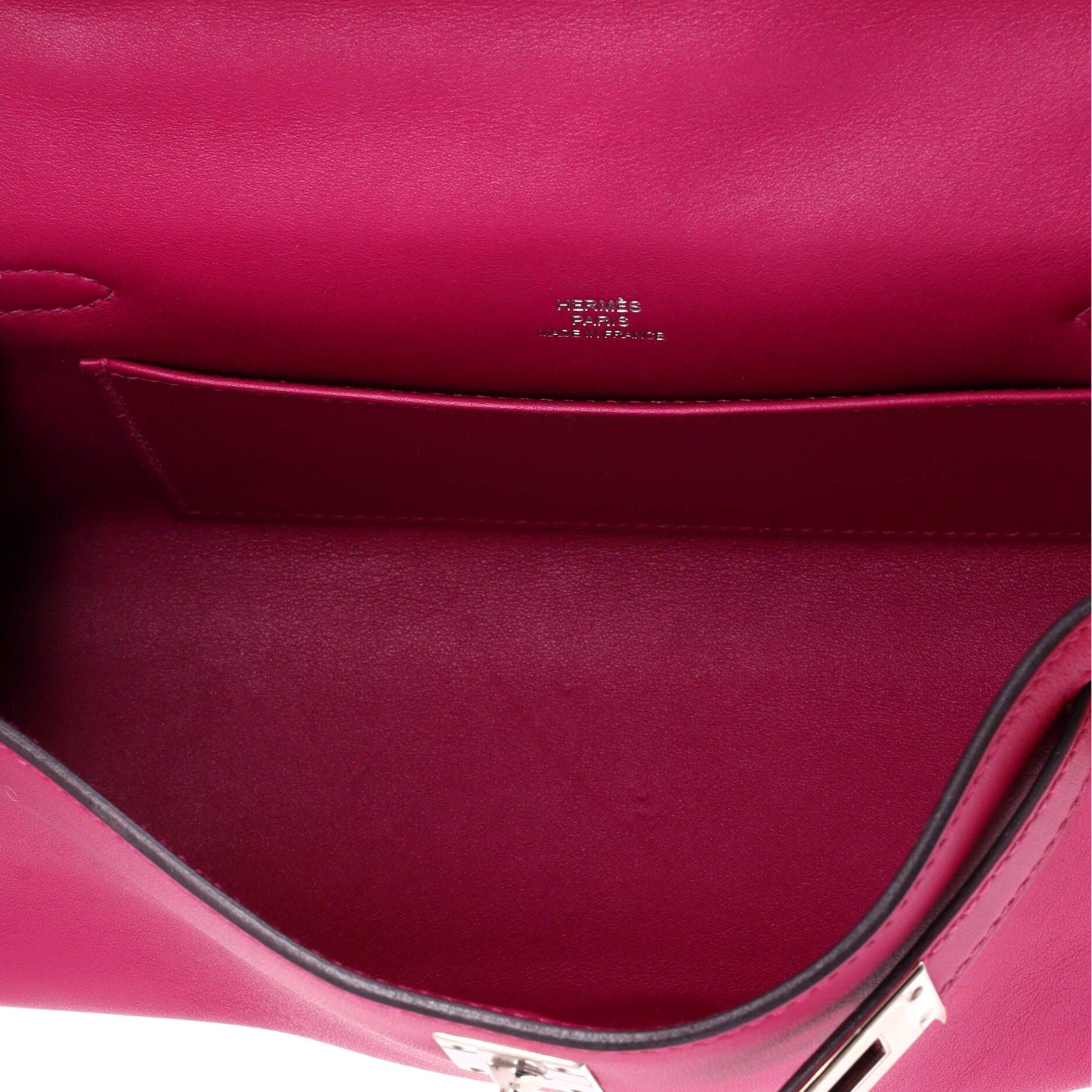 Pre-Owned Hermes Kelly Pochette Swift, Alternate, color, Rose Pourpre