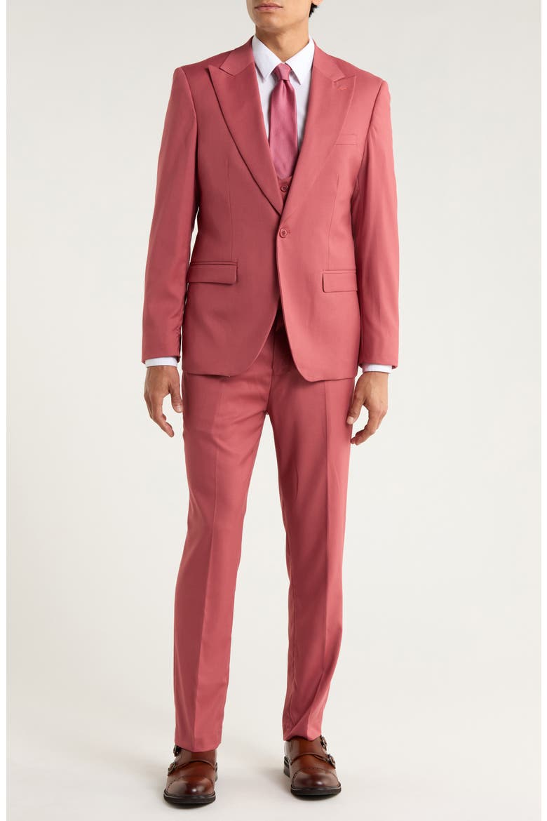 Stretch 3-Piece Suit, Main, color, CORAL