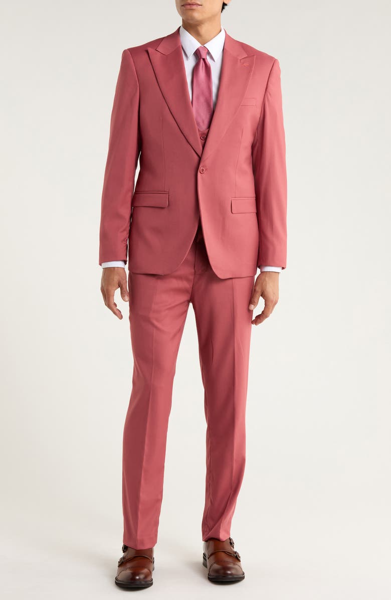 ZEGARIE Stretch 3-Piece Suit, Main, color, Coral