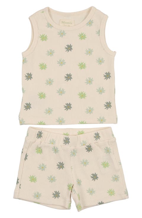 Floral Ribbed Tank & Shorts Set (Baby & Toddler)