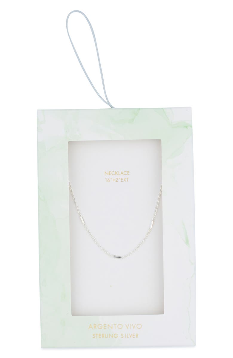 Argento Vivo Sterling Silver Station Bar Necklace, Main, color, Silver
