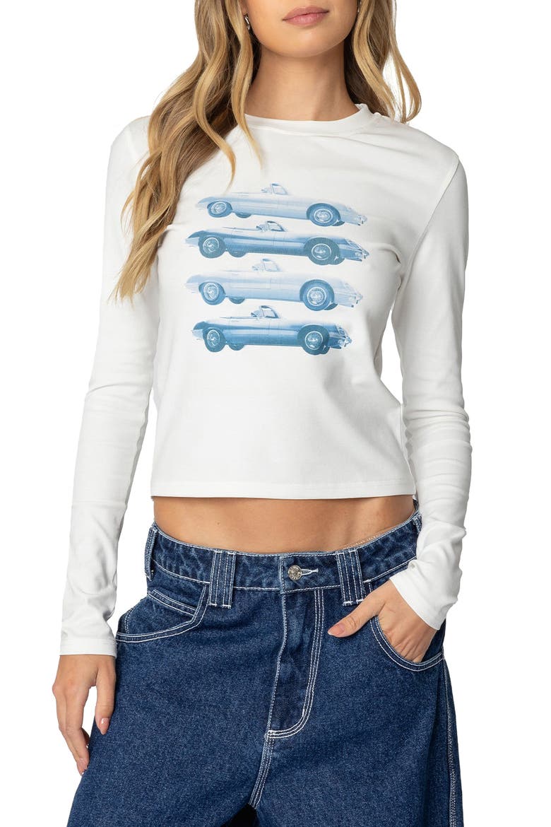 Car Club Long Sleeve Graphic T-Shirt, Main, color, WHITE