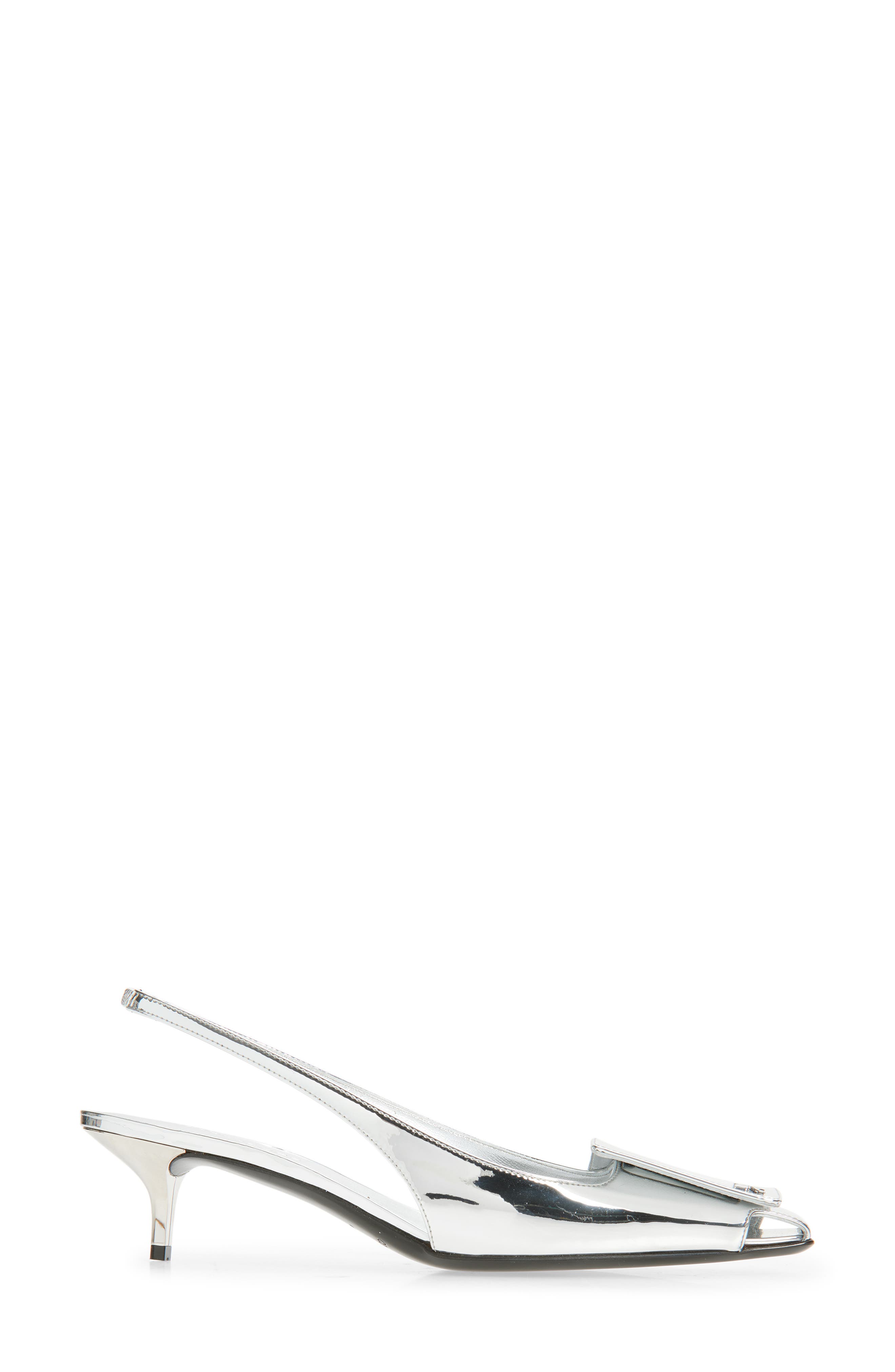 Courrèges Fold Mirror Kitten Heel Slingback Sandals, Alternate, color, Mirror