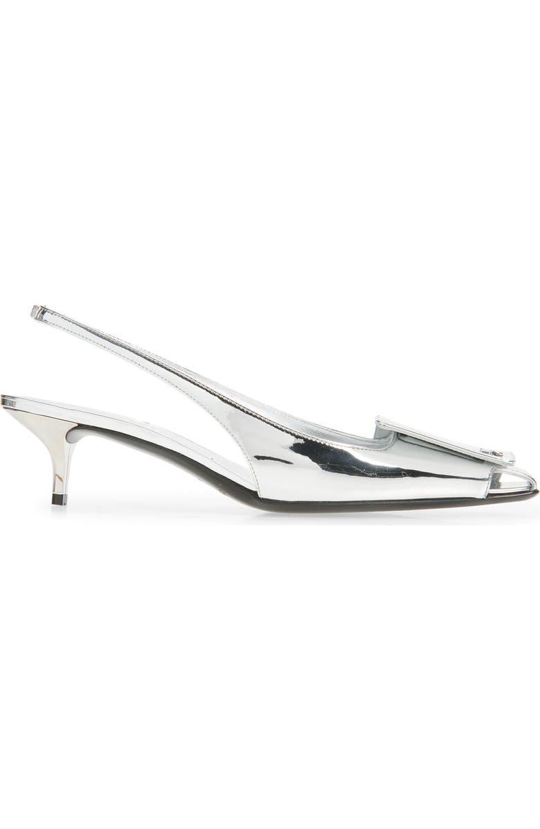 Courrèges Fold Mirror Kitten Heel Slingback Sandals, Alternate, color, Mirror