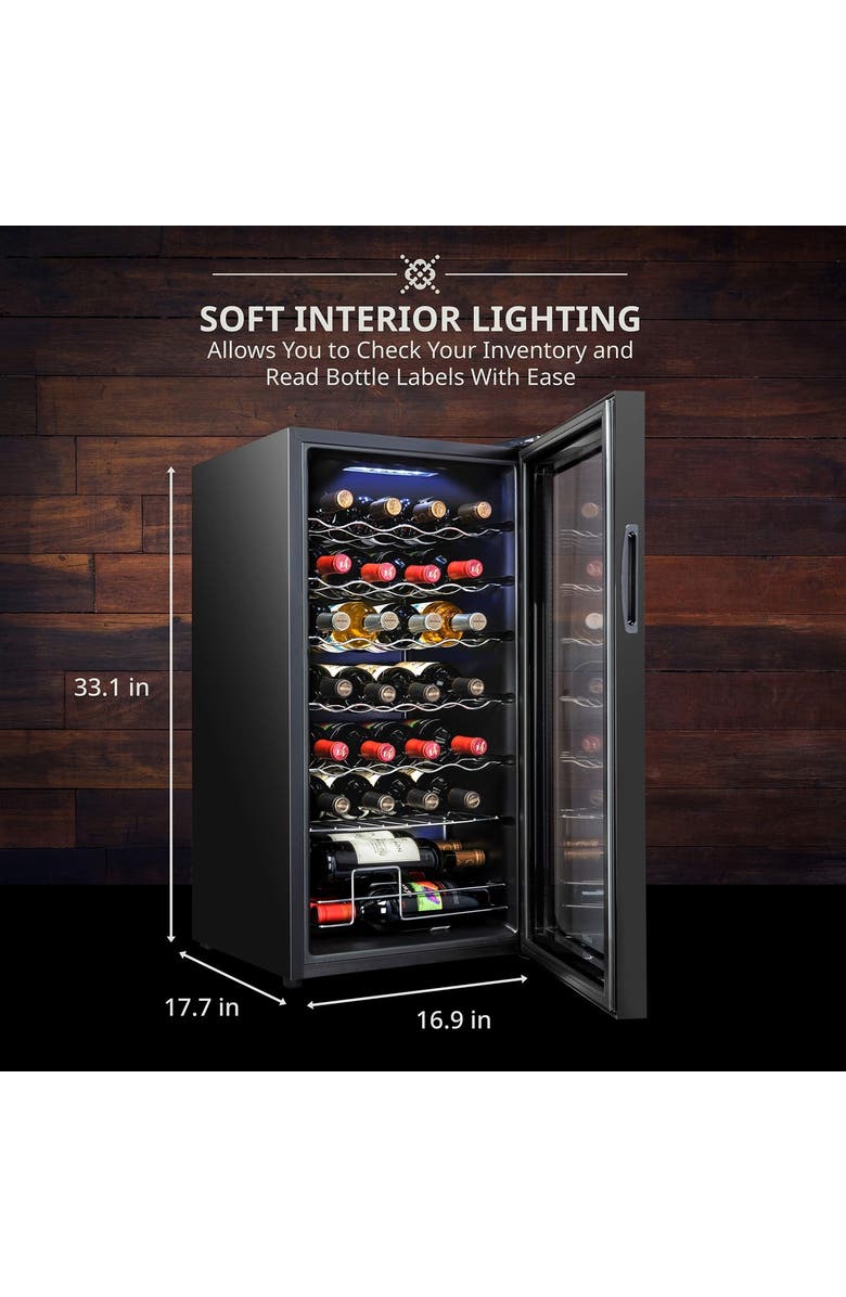 Ivation 28 Bottle Compressor Wine Refrigerator, Freestanding Wine Cooler with Lock, Alternate, color, Black