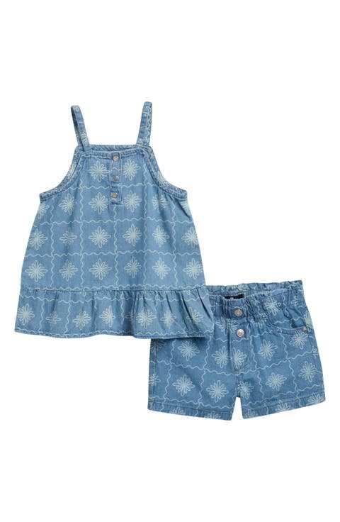 Print Denim Two-Piece Set (Infant, Toddler & Little Kid)