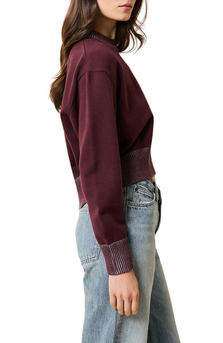 Solid & Striped Cora Stripe Stripe Crewneck Sweater, Alternate, color, Raisin Brown