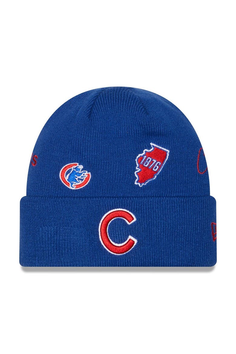 Men's New Era Royal Chicago Cubs Identity Cuffed Knit Hat, Main, color, Royal