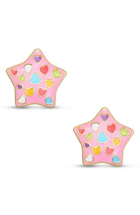 Kids' Puff Star Enamel Stud Earrings