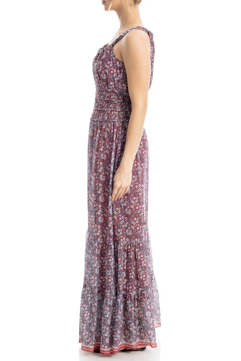 Halter Tiered Maxi Dress, Alternate, color, RED SIMPLE FLORAL LEAVES