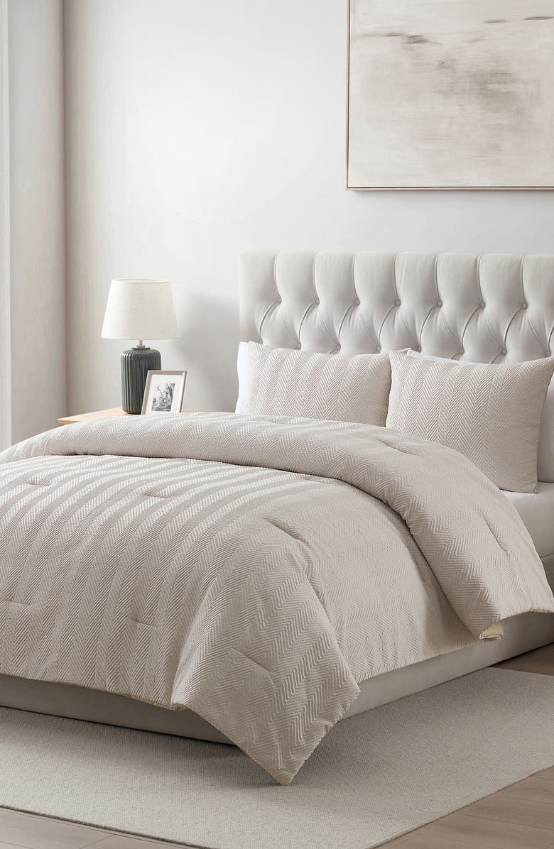 VCNY HOME Herringbone Microfiber Reversible Comforter & Sham Set, Alternate, color, Taupe