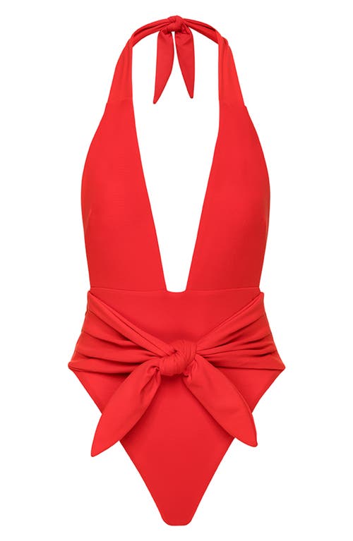 Montce Cherry Tropez Halter One-piece Swimsuit In Red