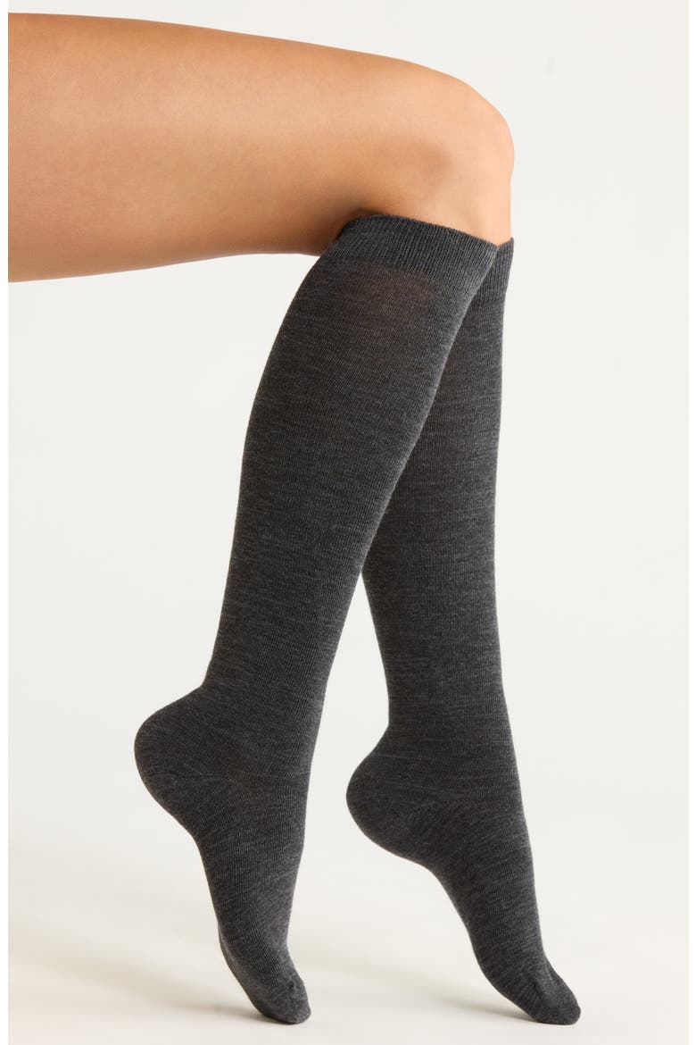 Knee High Merino Wool Blend Socks, Main, color, CHARCOAL HEATHER