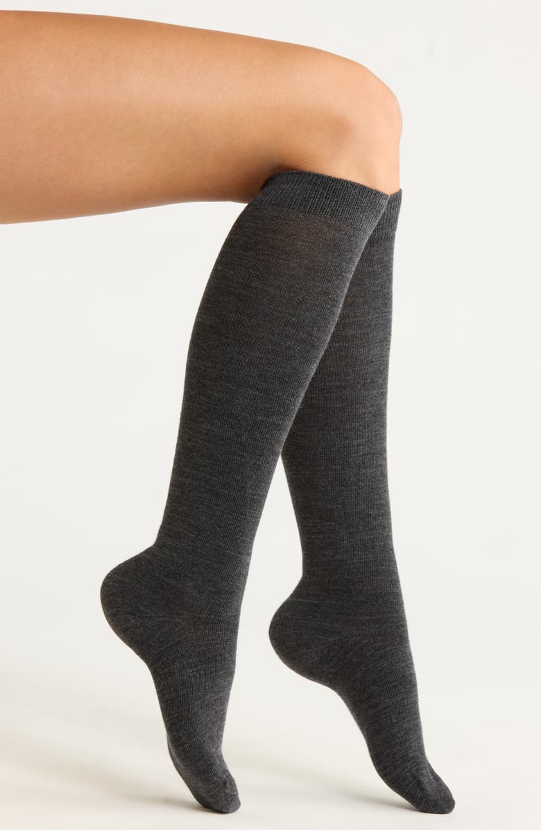 Nordstrom Knee High Merino Wool Blend Socks, Main, color, Charcoal Heather